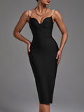 Bandage Dress 2022 New Women's Black Bodycon Dress Elegant Sexy Beaded Evening Club Party Dress High Quality Summer
