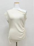 Zingj Chic Summer French Small Sexy Diagonal Collar Open Shoulder Side Draw Rope Tie Versatile Irregular Knit
