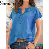 Women Urban Leisure V Neck Print Short Sleeve T-Shirt Ladies Ethnic Style Casual Loose Boho Retro Harajuku Oversized