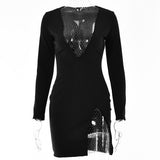 Women Sexy Autumn Winter Long Sleeve V Neck Party Club Bodycon Mini Dress 2021 Fall Clothes Wholesale Items