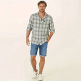 Fashion Men's Casual Straight Rolled Jeans Jeans Medium Pants-Outfit