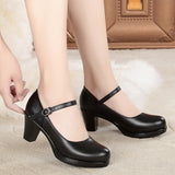 Head Shallow High Heels Buckle With T-Singexi Shoes Coarse Heel Model Performance Shoes Waterproof Table 33 Yards Women's