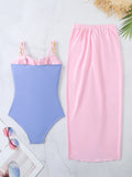 2025 New Sling With Breast-Plated Hollow Swimsuit Women's Half-Body Dress Two-Piece