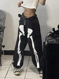 Vintage Printed Jeans Women High Waist Streetwear Y2K 90S Baggy Jeans Pants Denim Trousers Harajuku Cargo Straight