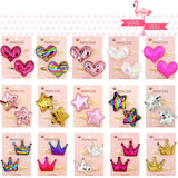 Sequins Cartoon Love Heart Crown Hair Clips for Girls Handmade Boutique Hairpins Baby Clips Kids Hair Accessories