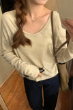 Egg Collar Tencel Long-Sleeved T-Shirt Women Wear The New Soft Waxy Skin Bottoming Shirt In