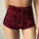 S-XL women velvet drawstring shorts plus size casual high waist 2020 winter sexy skinny booty shorts