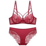 New Plus Size Lace Bra Set Push Up Bras and Panty Set Classic Bandage Underwire Lingerie Set Ultrathin Gathered