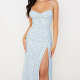 Women Summer Beach Sleeveless Spaghetti Strap Sexy Bodycon Print Dress Party Clothes