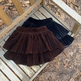 Velvet Layered Mini Skirts- Outfit