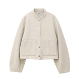 Dress Short Bomber Jacket 2025 Spring Temperament Collar Single Buckle Long Sleeves Loose Short Coat