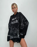 Letter Embroidery Personality Tattered Wool Woven Long-Sleeved Sweater Women's Autumn And Winter Letter