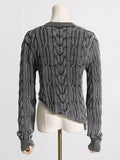 Zingj Feeling Wash Water Sweater Female 2024 Spring And Autumn Women's New Twist Irregular Waist Sleeve Knit