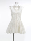 Summer New High-End Sexy Perspective Hollow Sleeveless Dress High Waist Repair V-Neck A Dress