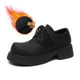 Zingj Wind Small Leather Shoes Thick Sole Increased Spring And Autumn New Lace-Up Happy Shoes Versatile Casual Leather Shoes