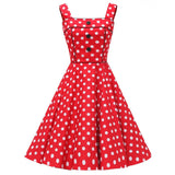 Summer Vintage Rockabilly Dress 50s 70s Big Swing Floral Polka Dot Print Audrey Hepburn Casual A Line Retro 60s