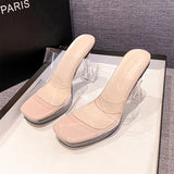 Ultra-High Heels T-Model Show Show Shoes Transparent Crystal Cool Tug Fish Mouth Waterproof Table Coarse Heel