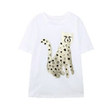 2025 New Women's Round Collar Short Sleeve Contrast Color Print T-Shirt 5644156