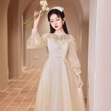 Chinese Adult Ceremony Collared Cheongsam Evening Dress Student Vocal Art Exam Dress 2025 New Long-Sleeved