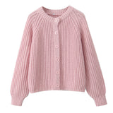 2025 New Women's Solid-Color Casual Fashion Coarse Knit Long-Sleeved Sweater Cardigan