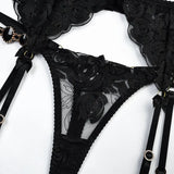 Lace Jewel Strap Lingerie Set-Outfit