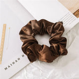 Satin Silk Solid Color Scrunchies Elastic Hair Bands 2021 New Women Girls Hair Accessories Ponytail Holder Hair Ties