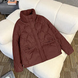 2024 Winter New Style Standing Collar Short Down Cotton Korean Version Loose Large Size Cotton-Padded Coat Women's Cotton Clothes Warm Cotton-Padded Jacket-Outfit
