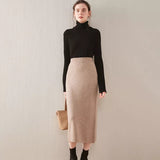 Winter Cashmere Knitted long skirts for women y2k fashion Mid-Length High Waist A-line Skirts Female Wool Bottoms