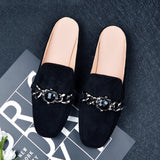 And Autumn Bag Head Flat Bottom Half Slippers Women Lazy Head No Heel Muller Single Shoe Size