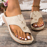 Zingj Summer New Flower Car Suture Sandals Solid Color Round Head Casual Fashion Women's Shoe Wedge