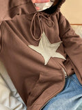 Vintage Star Patch Baggy Zip Up Hoodie- Outfit