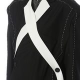 New Oversize Black And White Splicing Color Loose-Fitting Version Of The Thick-Line Design Suit Jacket