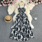 Zingj Pure And Fresh Sweet Strapless Condole Skirt Gentle Wind Waist A Word Floral Dress Seaside Vacation Beach Skirt