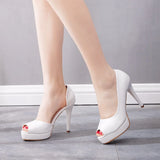 Mouth Sandals Fine Heel Waterproof Table Hollow Sandals Fish Mouth Hollow Sandals White High Heel Single
