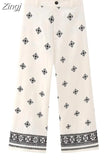 Embroidery High Waist Pants For Women Green Wide Leg Pants Women Summer Vintage Baggy Pants Woman Boho Women's