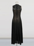 French Famous Style Sleeveless Dress 2025 New Micro-Bomb Lace Design Slimming Long Dress Dress Women's