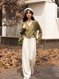 Women's Vintage Cardigan Sweater for Women Autumn Winter 2022 Knitted V-neck Asymmetry Single Breasted Coats