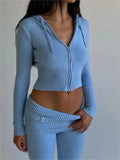 knit two-piece suit with zip and