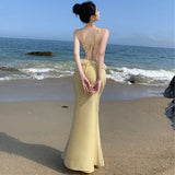Zingj Desire Wind Cross Flounce Sling Skirt Female Atmosphere Sense Of Sensibility Minority Seaside Island Resort Beach