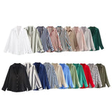 Women's Clothing In Autumn 2025 20 Color Buff Silk Densate V Collar Long-Sleeved Striped Vertical