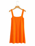 Summer Camisole Knitted Dress Sexy Rose Mini Dress Woman Vacation Beach