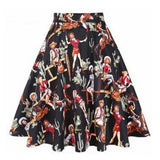 Autumn Pleated Skirts 2021 Womans Saias Midi Faldas 50s 1950s Vintage Women Big Swing Housewife Rockabilly Party