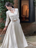 Women's Autumn New Elegant Skirt 2 Piece Sets Korean Fashion Button Blazer High Waist A-line Skirts Suit Y2k Outfits