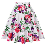 Patterns Vintage Retro 50s Full Circle A Line Skirt Holiday Tropical Pin Up Swing Skater Knee Length Floral Women Solid