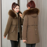 Fashion Temperament In The Long Down Cotton Clothes Female New Warm Wool Collar Cotton-Padded Jacket Korean Version Of The Thickened Coat Original Sheet-Outfit