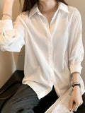 New Fashion White Shirts Blouse Women Spring Long Sleeve Tops Casual Shirt Turn Down Collar Office Lady 4