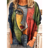 Size Women's Printing Print Long Sleeve Loose