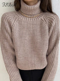 Turtleneck Women Sweater Women Khaki Long Sleeve Pullover 2020 Autumn Winter Casual Pink Jumper Top Loose