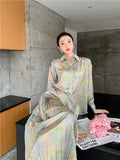 Aesthetic Oil Painting Floral Baggy Shirt Long Sleeve Button Up Shirt For Women Fashion Top And Blouse Autumn