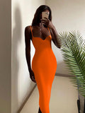 Bandage Dress Summer Women Sexy Strap Backless Bodycon Dress 2022 Female Orange Midi Evening Club Party Dresses